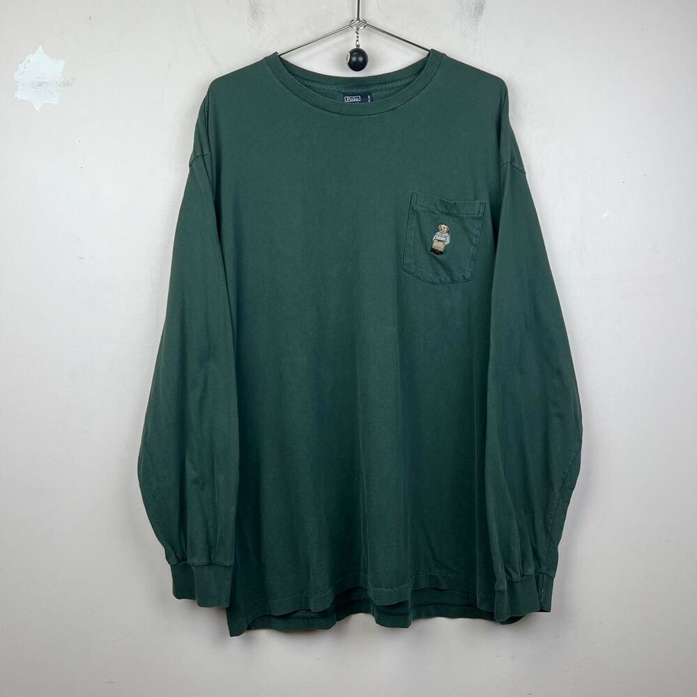 Polo Ralph Lauren embroidered bear pocket long sleeve shirt size XL